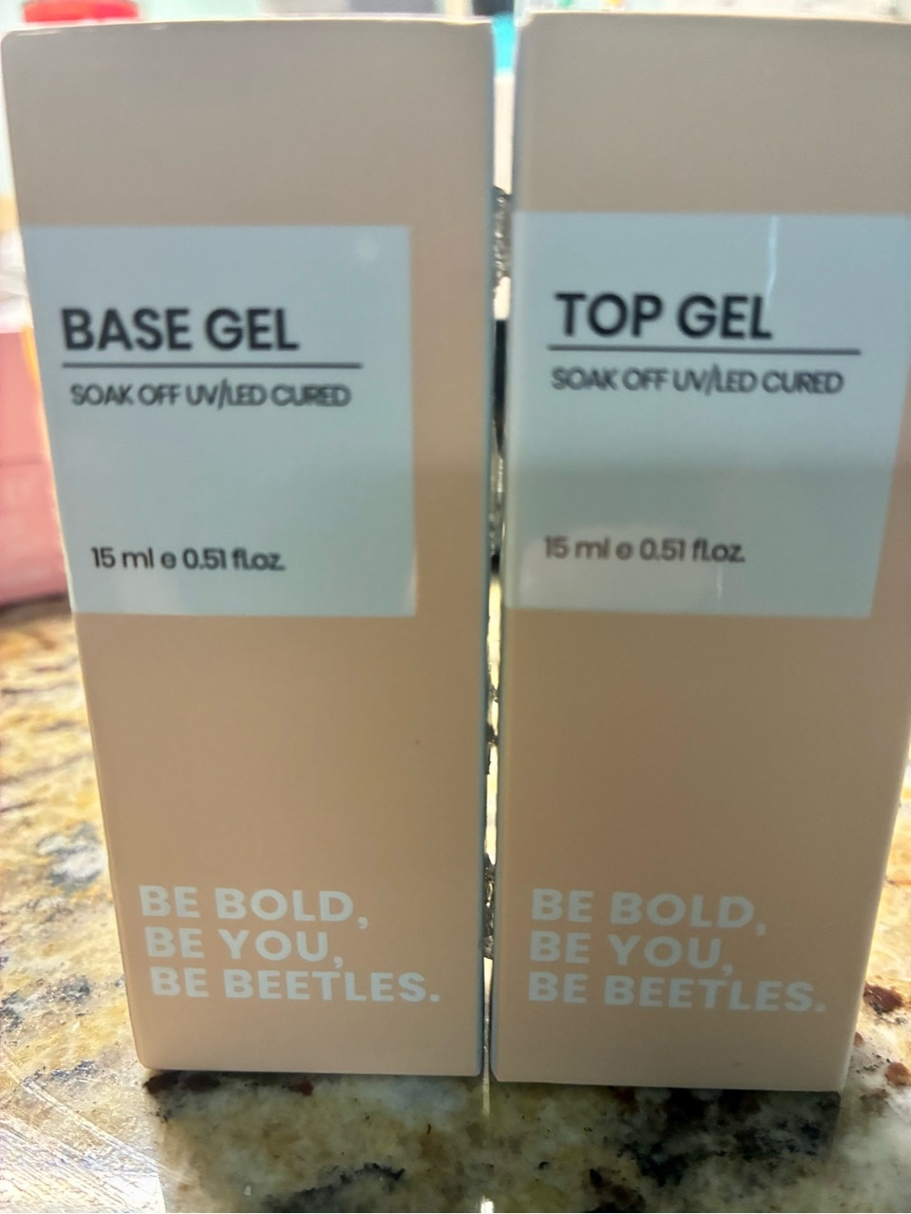 Base Gel & Top Gel Soak-Off UV/LED Cured Nail Gel - Beige Packaging